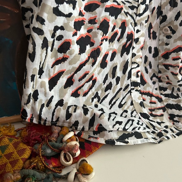 Foxcroft Animal Print Blouse - Black, White, Red 4 - Picture 3 of 16